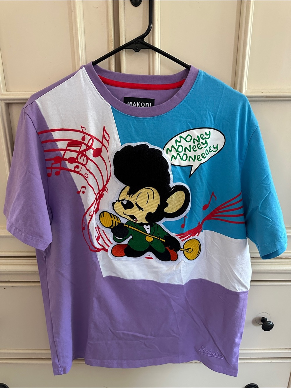 Adult Colorblock Music Mouse Graphic Tee - Purple/Blue
